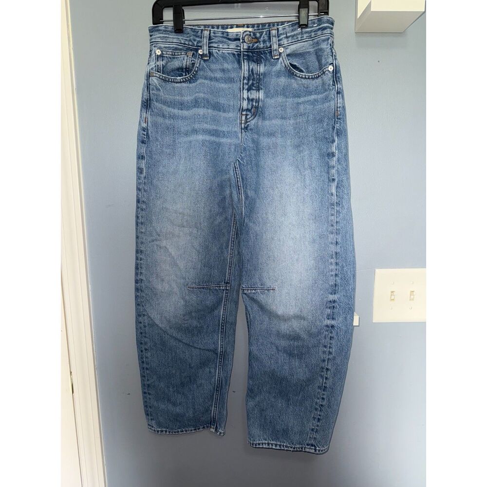 Madewell Light Wash, Button-Fly, Darted Barrel-Leg, High Rise Jeans | Size 24